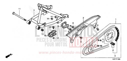 BRAS OSCILLANT/CARTER DE CHAINE CRF70FC de 2012